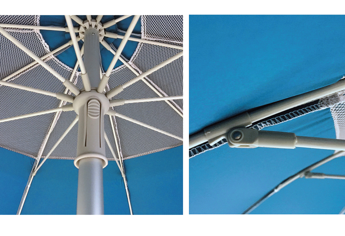 Απεικονίζονται οι ανθεκτικές ακτίνες της ομπρέλας.